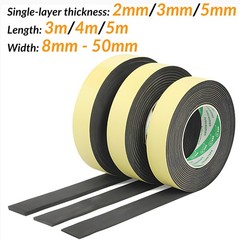 3/4/5mm Black EVA Foam Tape Single Sided Self Adhesive Sponge Door Strip Seal