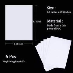 Vinyl Siding Repair Kit 6Pcs 6.3X4.75Inch Self-Adhesive 6 patches, white