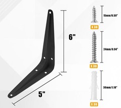 10 Pcs Shelf Brackets, 5 x 6 Inch Black Heavy Duty Metal Wall Corner Angle Sh…