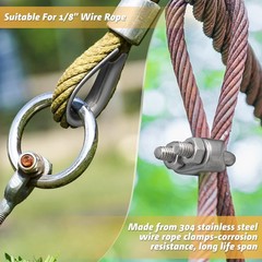 Demissle 100 Pcs 1/8” Wire Cable Clamps Kit M3 Rope Clip Braided Kit Metal S…