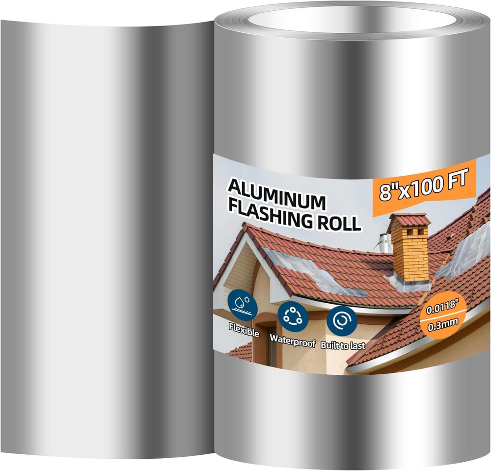 Aluminum Roll Flashing, 8” X 100′ Metal Roofing Roll for Roof and Garden, Preve