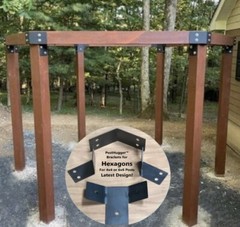 24pc PostHugger™ Hexagon Pergola Bracket Set | 4×4 or 6×6 | 1/8″ Plate Steel