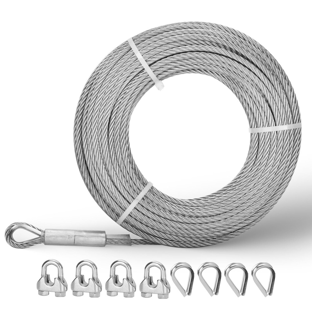 3/8″ Stainless Steel Cable 50FT, 7×19 Strands Wire Rope Cable, with 12000 lbs…