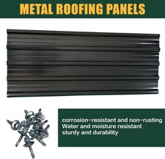 Black Metal Roofing Panels 18 Pcs 42.5×17.72 Galvanized