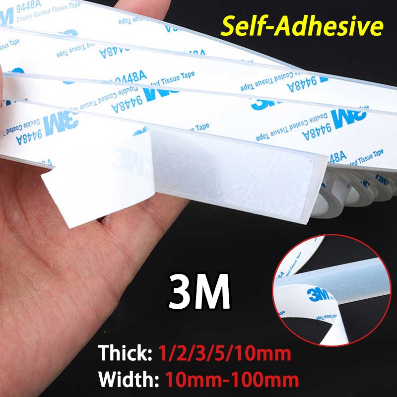 White Self Adhesive Silicone Rubber Sealing Strip Solid Seals Thick 1/2/3/5/10mm