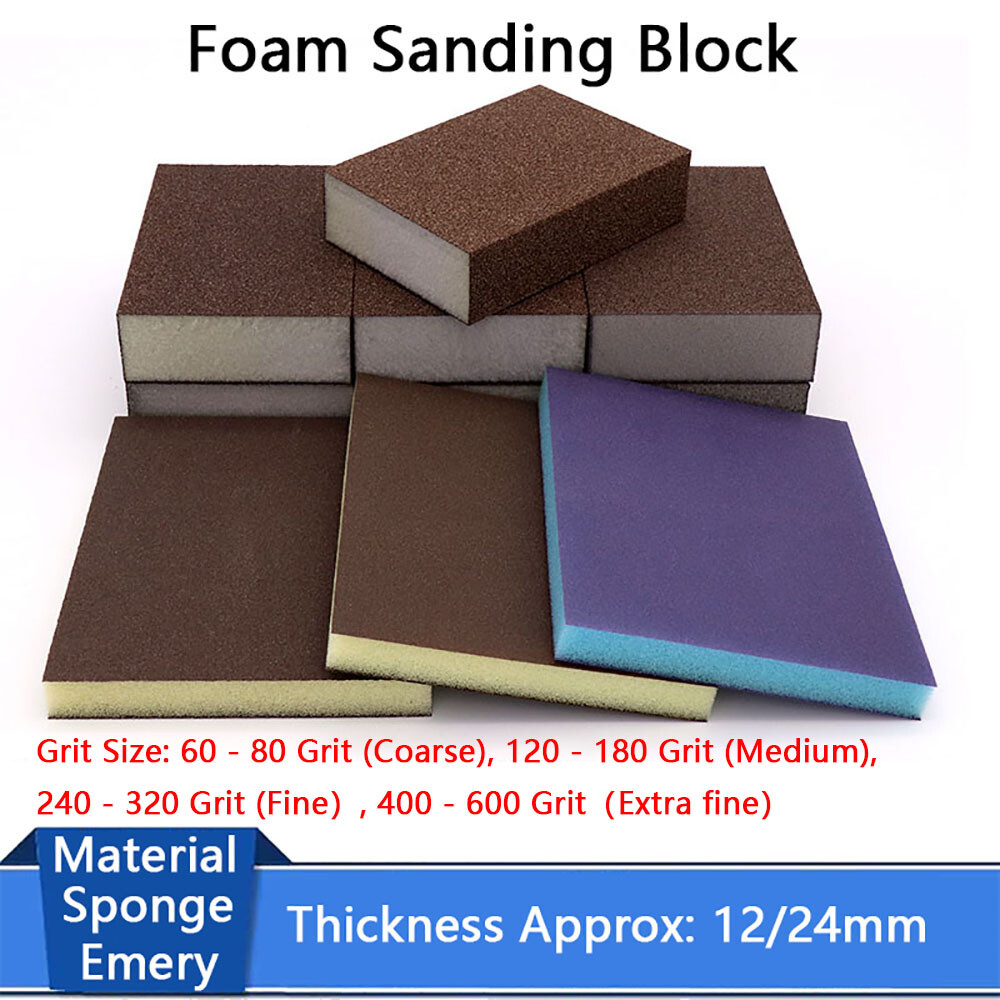 Foam Sanding Block 60-600 Grit Wet/Dry Sandpaper Sponge Abrasive Pads Polishing
