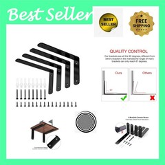 Durable Black Corner Braces, 5″ x 3″, 35lb Capacity – Pack of 4 for Shelving