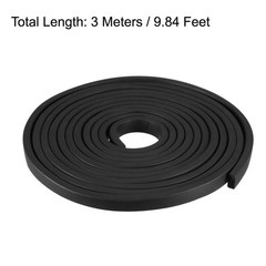 Solid Rectangle Rubber Seal Strip 10mm Wide 5mm Thick, 3 Meters Long Black