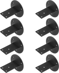 8 Pack Black Stainless Steel Stair Handrail Brackets Wall Mount Flat Support