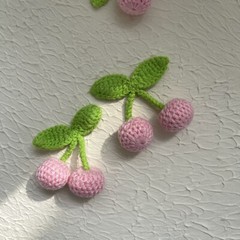 1X Knit Cherry Patch Sweet Cute Accessories DIY Japanese Lolita Sewing Applique