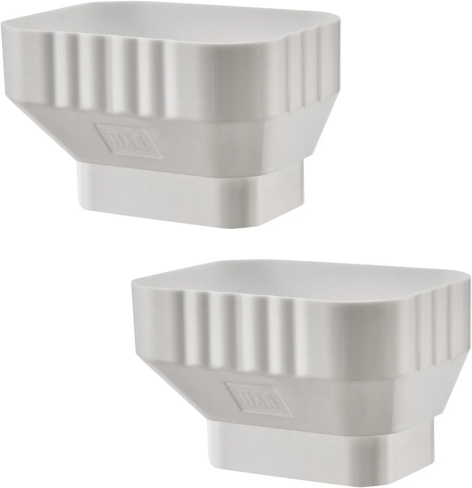 VYH 3×4 to 2×3 Gutter Downspout, Downspout to Downspout Adapter (White 2 Pack)