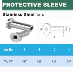 Stainless Steel 316 Protective Sleeve for 1/8″, 3/16″ Cable Railing 20PC/100PC