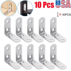 10 Pcs Right Angle Bracket Stainless Steel Corner Brace Shelf Support L Shape US