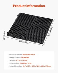 Interlocking Drainage Mat, 15.7” x 15.7” Modular Interlocking Cushion, 24 Pcs Sp