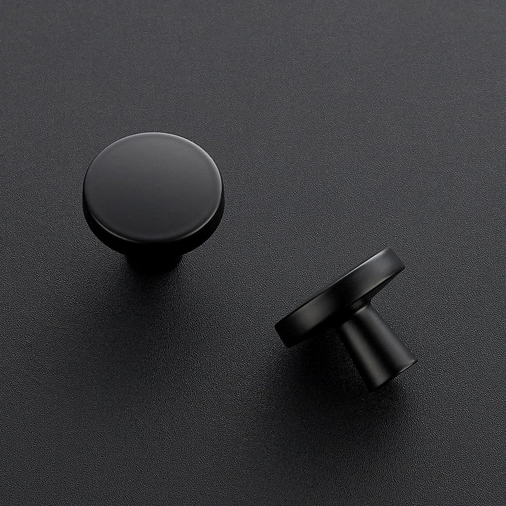 JOY DECOR 5 Pack Kitchen Cabinet Knobs Solid Drawer Single Hole, Matte Black