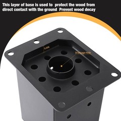 4×4 Post Base 4 Pcs,Deck Post Brackets,Inner Size (3.6″ x3.6“Heavy Duty Powde…