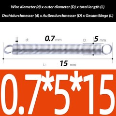 Expansion Spring Extension Expanding Springs A2 Stainless Steel L=15-300mm 0.7mm