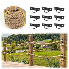 50FT Adjustable Jute Complete Rope Railing Kit – Easy Install with User Guide