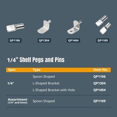 POWERTEC QP1501 25pcs Support Bracket Shelf Pins 5mm-Clear, Plastic Support