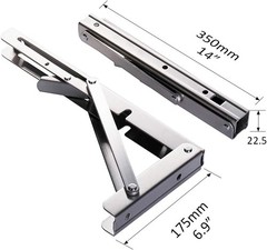 2Pcs 14″ Folding Shelf Brackets Silver Wall Mount DIY Collapsible Shelf Use