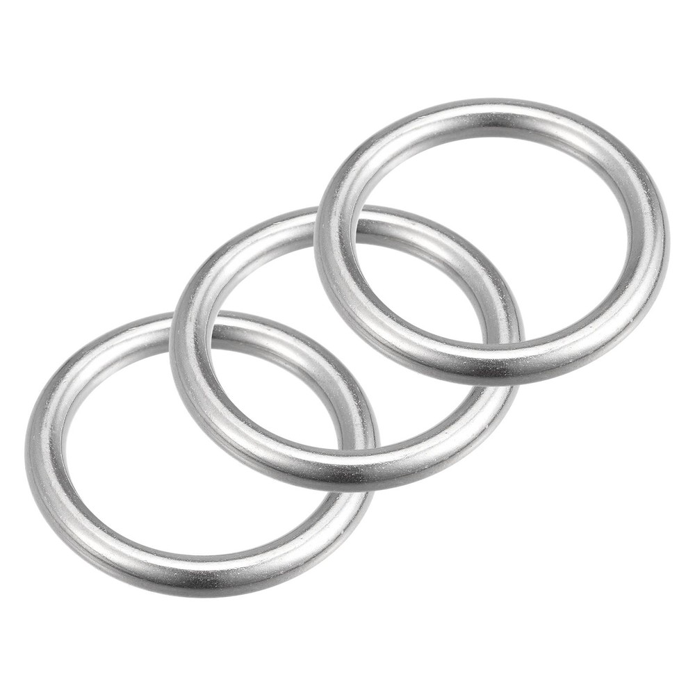 3pcs 316 Stainless Steel Round Ring Welded O-Rings 35mm(1.38″) ID 6mm Thick