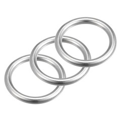 3pcs 316 Stainless Steel Round Ring Welded O-Rings 35mm(1.38″) ID 6mm Thick