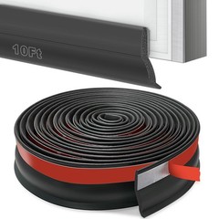 Universal Garage Door Threshold Seals Bottom Rubber 10 Feet, Black