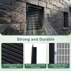 18″ X 18″ Aluminum Gable Vent with Screen, Never Rust Gable Vents for Shed，Reduc