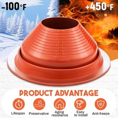 2PC Silicone Roof Pipe Flashing Boot Kit 5-9in High Temp Metal Roof Vent