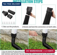 2 Pack Rain Gutter Downspout Extensions Flexible,Downspout Extender Diverter Ext