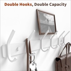 Gwaazxgz Coat Rack Wall Mount Hooks – 15 Inch Matte White Metal 6-Hook