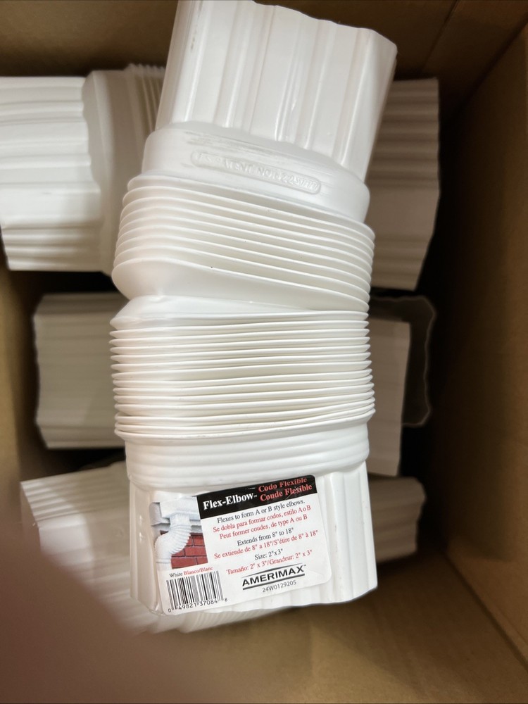 Amerimax White Flex Elbow 2″ x 3″ ( 12 pc Case) 37084 8” To 18” 2”x 3”