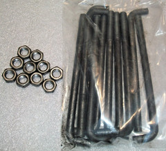 Lot of 10 Anchor “L” Bolts for Concrete 5/8″ x 10-inch Threaded w/Nuts (B170)