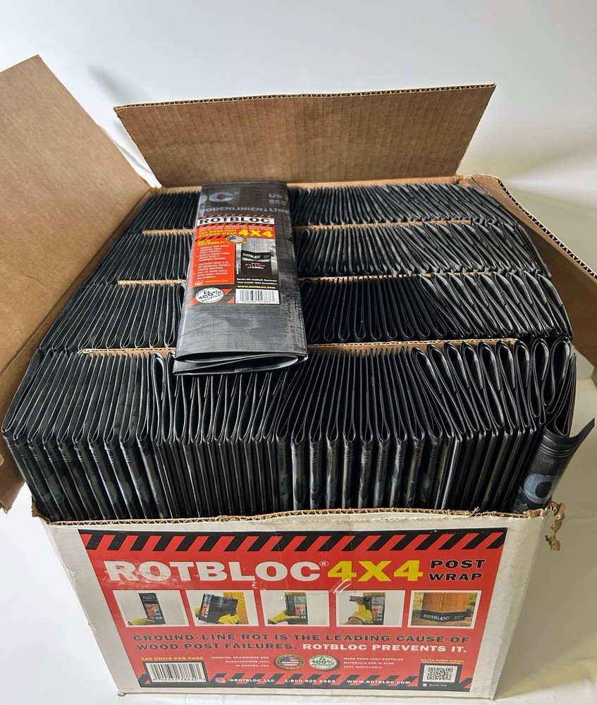 Rotbloc 4×4 Post Wraps Protects Against Rot Post Barrier (BOX of 160)