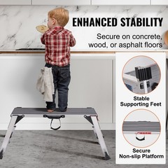 Folding Work Platform, 660 lbs Load Capacity, Aluminum Drywall Stool Ladder, Hea