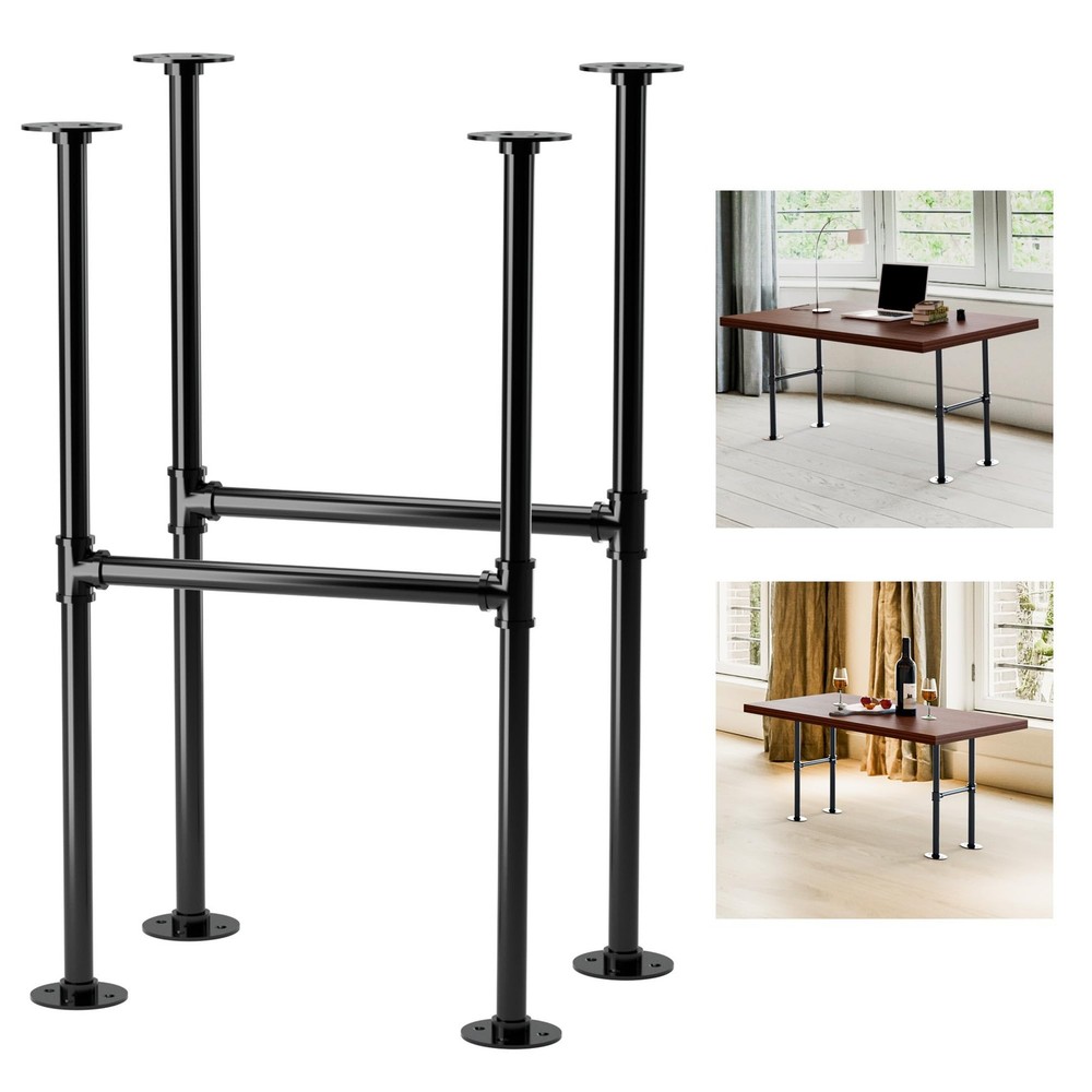Yes4All 30″ H-Shape Metal Table Legs, Industrial Steel, Heavy-Duty, Black Finish