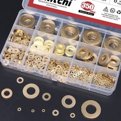 Hilitchi 350-Pcs [10 – Size] Brass Flat Washer Assortment Set – M2 to M14