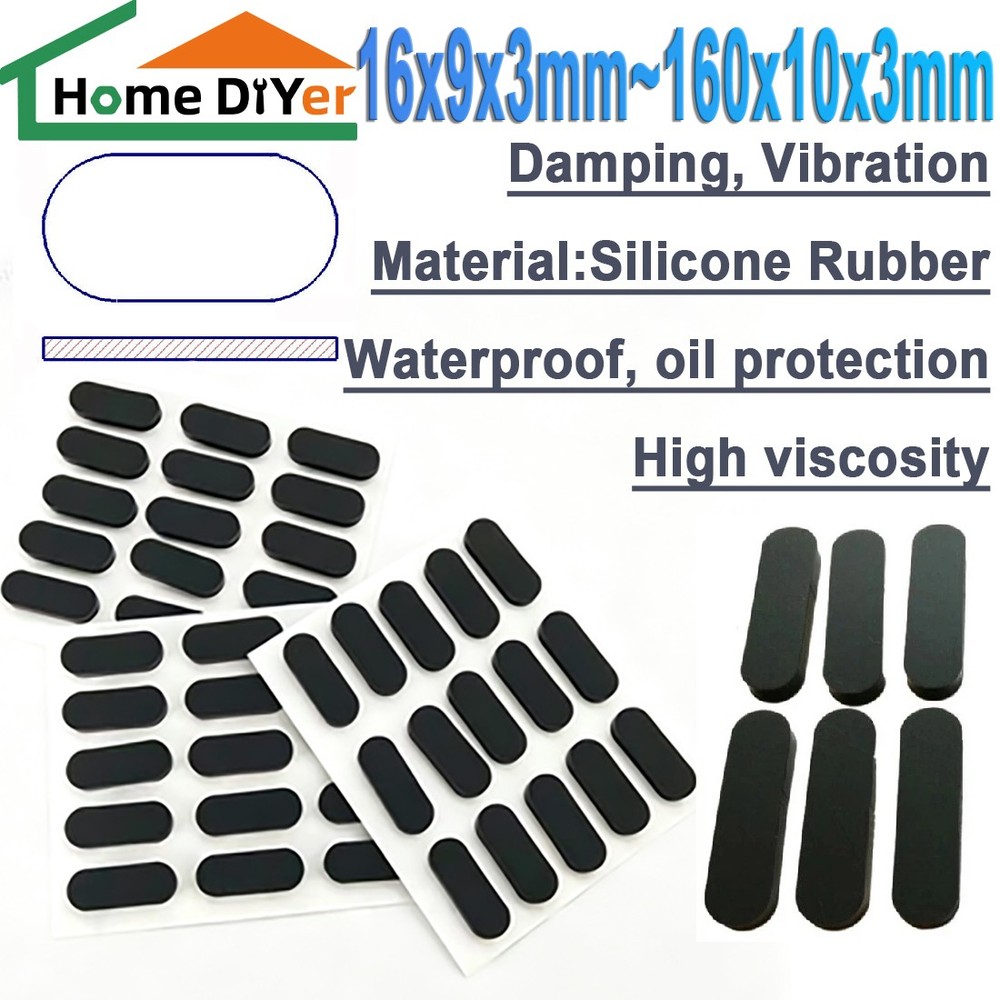 Length 16-160mm Oval Rubber Feet Pad Adhesive Gasket Anti-Slip Laptops Keyboard