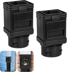 Downspout Filter, Leaf Gutter Guard, Black 2 Pk Fits 2X3 & 3X4 Drainpipe