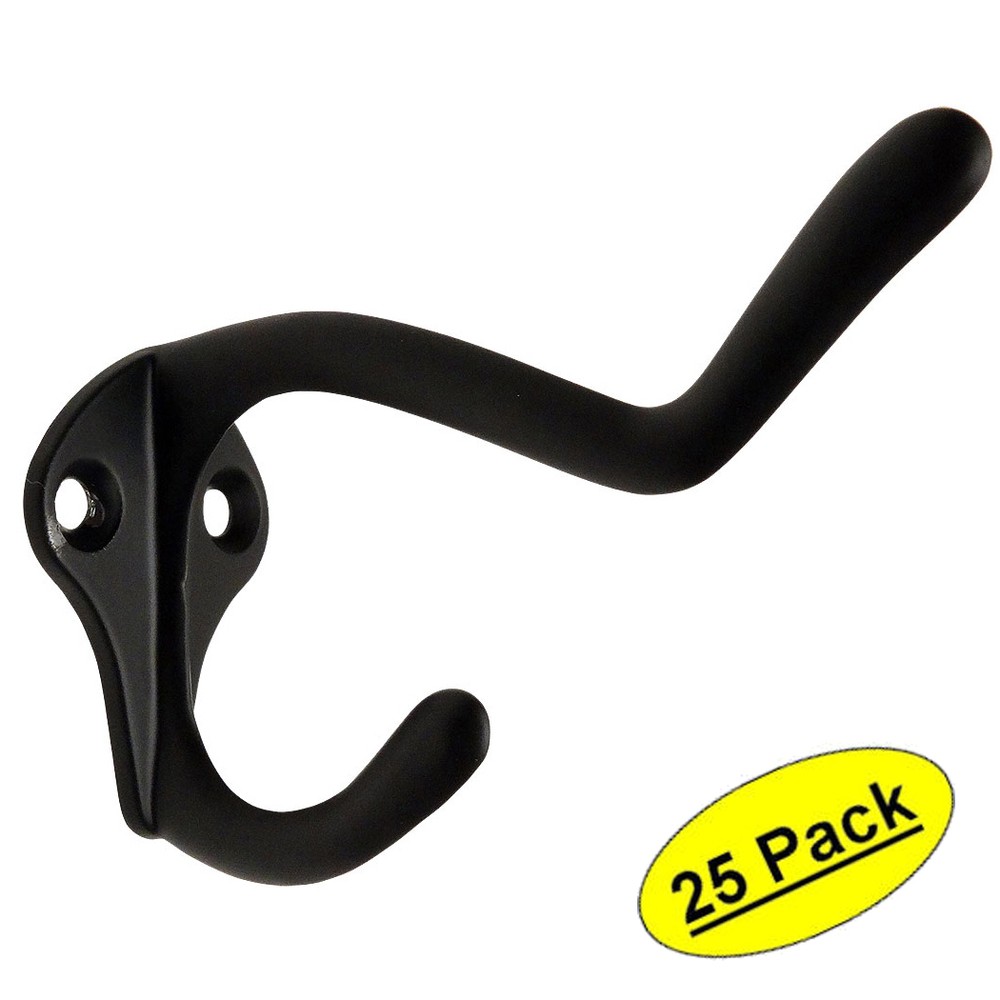 *25 Pack* Designers Impressions Flat Black Lite Duty Coat & Hat Hook: 57569