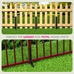 Heavy Duty Steel Fence Post Anchor Ground Spike for Repair Tilted Black – Set 2