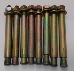 Lot of 8 Drop-In Anchors, Yellow Zinc Plated Thread, 22mm Hole (7/8″)-8″L