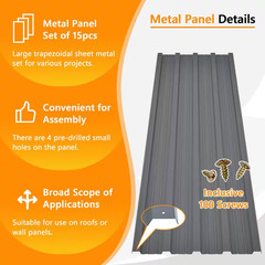 16.77 In. X 73.23 In. Gray Galvanized Metal Roof Panels Hardware Roofing Sheets