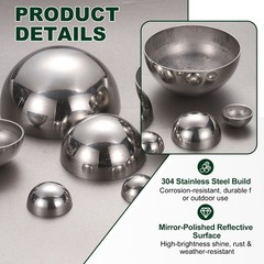 4pcs 38mm(1.5″) OD 304 Stainless Steel Hollow Mirror Polished Hemisphere Ball