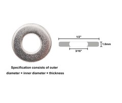 cSeao 100pcs 10# (3/16″) ID x 1/2″ OD 1.0 Thickness 304 100pcs, Silver