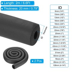 2Pcs Foam Insulation Pipe 13/16″ (20mm) x 6.6Ft Black for Pipes