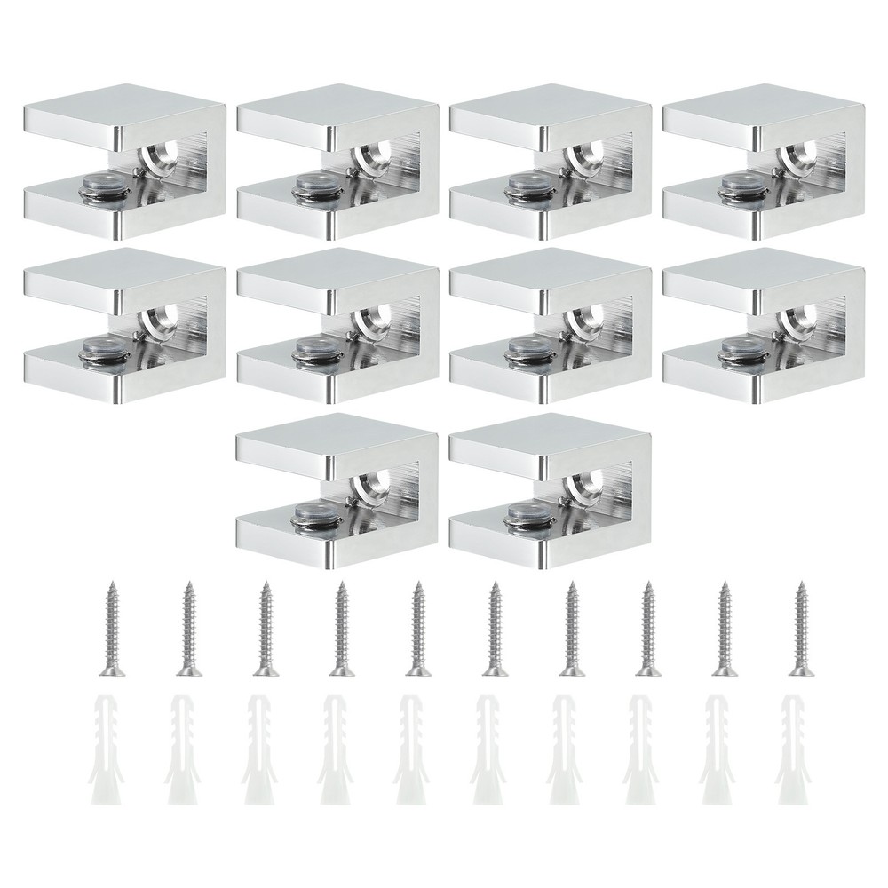 Glass Shelf Clamp, 10Pcs Glass Clip Holder Support for 5-8 mm Thick, Silver