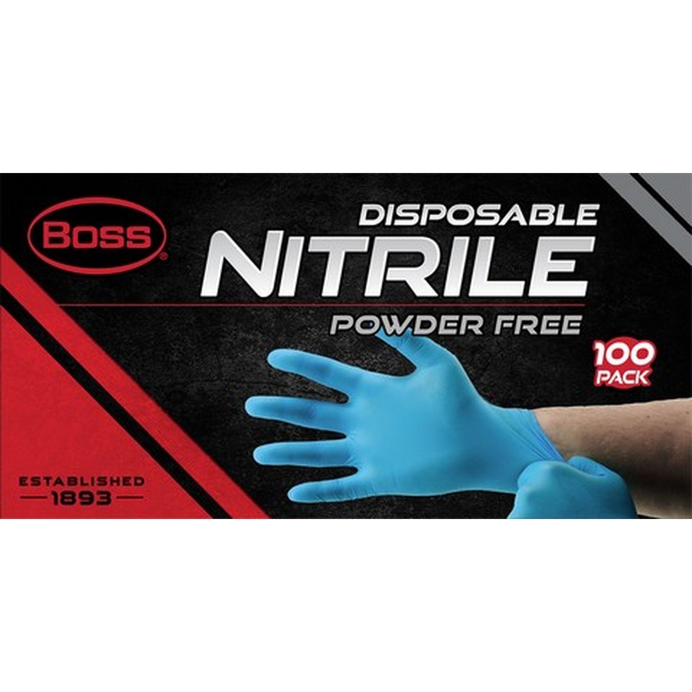 Boss B21041-M 4 Mil Medium Blue Nitrile Disposable Gloves 100pk