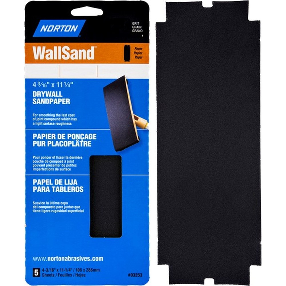 Norton 02535 4-3/16″ x 11″ 80D WallSand Paper Cut Sheets (5pk)