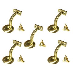 Handrail Bracket Round for Stairways Mounting Screws Set of 5 Brass Plated